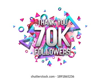 70000 followers. Poster for social network and followers. Vector template for your design.