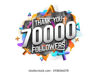 70000 subscribers. Poster for social network and followers. Vector template for your design.