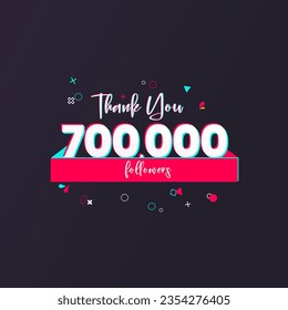700K followers banner for social media followers and subscribers. Thank you 700 thousand  followers vector template for network, social media friends and subscribers.
