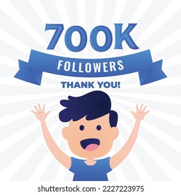 700K followers banner, Thank you followers vector template, Social sites post, Greeting card. 