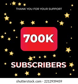 700k subscribers background black with golden star. can be used for social media banners