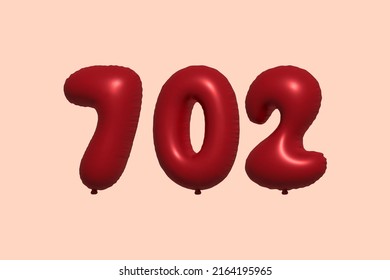 702 3d number balloon made of realistic metallic air balloon 3d rendering. 3D Red helium balloons for sale decoration Party Birthday, Celebrate anniversary, Wedding Holiday. Vector illustration