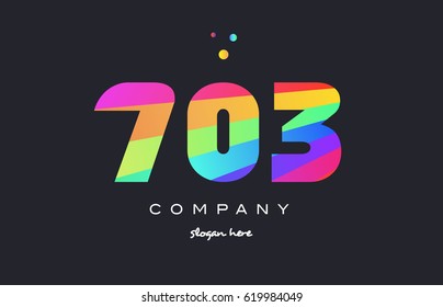 703 creative color green orange blue magenta pink number digit company logo vector icon spectrum