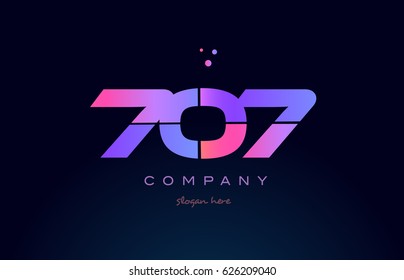 707 pink blue purple number digit numeral dots creative company logo vector icon design template