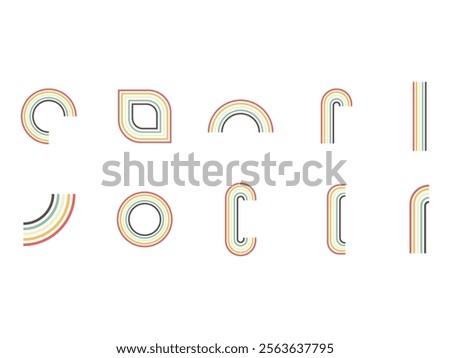 70_s Retro Groovy Lined Element Set