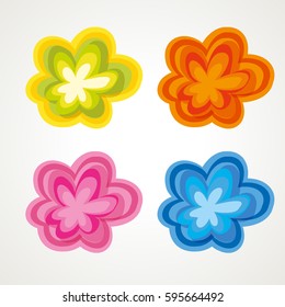 70ies Vintage Hippy Flowers In Different Colors