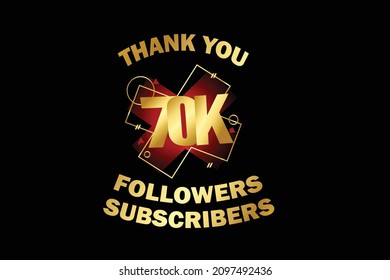 70K, 70.000 Followers, Subscribers, Thank you for Social Media, Internet - Vector