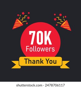 70K or 70000 followers thank you vector design. 30K followers celebration.