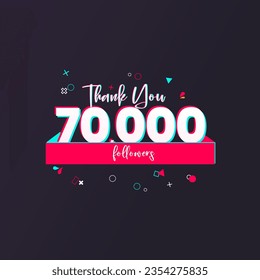 70K followers banner for social media followers and subscribers. Thank you 70 thousand followers vector template for network, social media friends and subscribers.