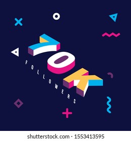 70k followers design. Vector illustration