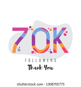 70k followers thank you design. Vector illustration eps 10