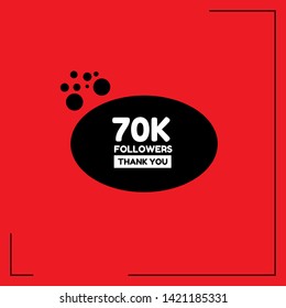 70k Followers - thank you. red design template 