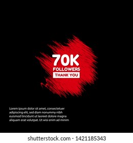 70k Followers - thank you. red design template 