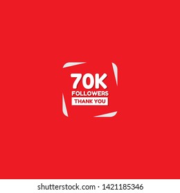 70k Followers - thank you. red design template 