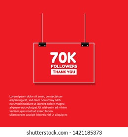 70k Followers - thank you. red design template 