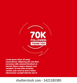 70k Followers - thank you. red design template 
