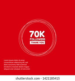 70k Followers - thank you. red design template 