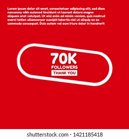 70k Followers - thank you. red design template 