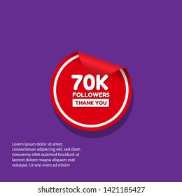 70k Followers - thank you. red design template 