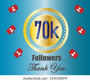 70k followers.thank you followers. Social media subscriber banner.