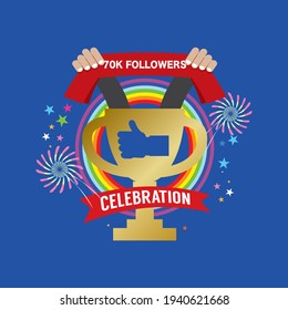 70k Likes Celebration Sign Symbol Vector Illustration.