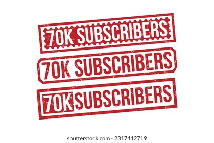 70k Suscriptores Red Rubber Stamp diseño vectorial