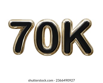 70k text effect 3d rendering illustration element