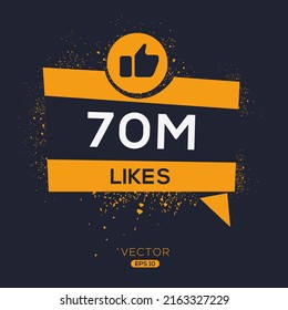 70M, 70 million likes design for social network, Vector illustration.