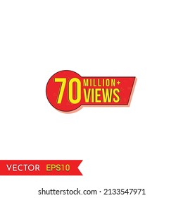 70M views celebration background design. 70 Million views. Creative celebration views typography design badges.abstract promotion graphic elements vector illustration.