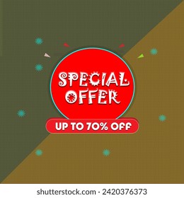70%off,Special offer banner design, promotion, discount, shopping limited in time,vector illustration.