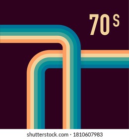 70s, 1970 abstract vector stock retro lines background. Vector illustration.