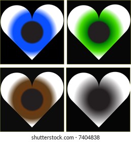 70s, 80s, abstract, artwork, background, beauty, blue, mocha, green, black,  eye, color, heart,