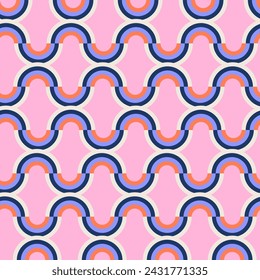 70er 80er Jahre Groovy Seamless Muster. Psychedelische geometrische Vintage Tapete, Vektor flache Illustration
