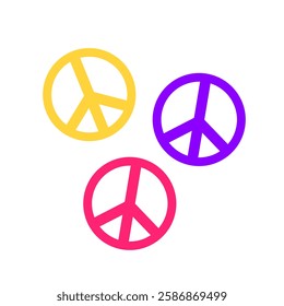 70s, 80s retro cartoon groovy with peace sign colorful, vector hippie daisy symbol. Hippie power for peace and love in groovy retro cartoon for good positive vibes and peace