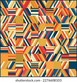 70s Abstract Mosaic Hexa Pattern Background Trendy