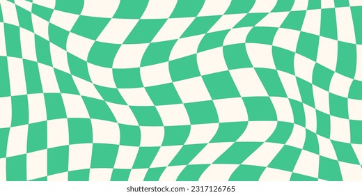 70s background in retro hippie style. Wave pattern, checkerboard, net. Texture vector illustration. Distorted in a psychedelic and Y2k aesthetic style