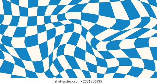 70s background in retro hippie style. Wave pattern, checkerboard, net. Texture vector illustration. Distorted in a psychedelic and Y2k aesthetic style