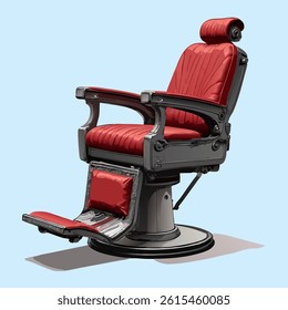 70s barber chair, retro vector style, scene decoration, icon, design composition.