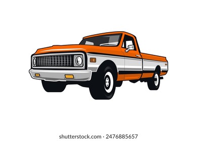 70s classic truck logo, classic truck service logo icon vector illustration.