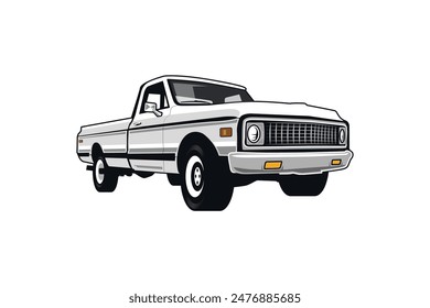 70s classic truck logo, classic truck service logo icon vector illustration.