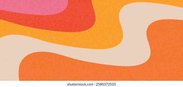 70s color background vector. Retro wall decoration, groovy, trippy, geometric shape. Vintage hippie wall art for interior, decorative, banner, cover, card.
