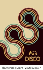 70's Disco party poster. Retro style dance decoration background vector.