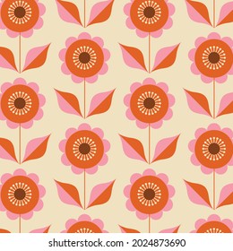 70s Flower Power Seamless groovy Pattern in a Retro Aesthetic