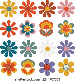 70s Flower Vector Design Elements