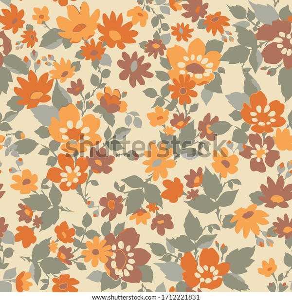 70s Flowers Seamless Pattern Retro Style Stock Vector (Royalty Free ...