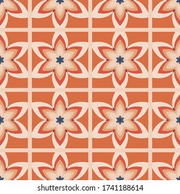 70's Geometric Abstract Floral Pattern Perfect On Wall Paper, Wrapping Paper, Fabrics,textiles And Home Decor