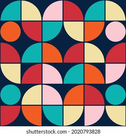 70's Geometric shapes pattern. Vintage Style Mid Century Modern Vector seamless repeat perfect on wall paper, wrapping paper, fabrics, textiles and home decor.