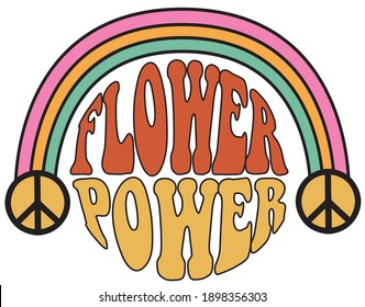70s Groovy Flower Power Slogan Rainbow Stock Vector (Royalty Free ...