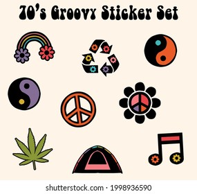 70s groovy retro inspirational slogan print with vintage hippie flowers for tee t shirt or poster - Vector