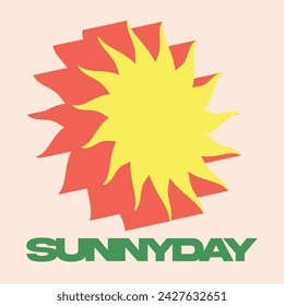 70's groovy retro minimal sun illustration print with vintage typography text slogan for graphic tee t shirt or sticker poster - Vector